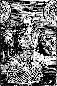 Snorri Sturluson, illustration en noir et blanc de Christian Krohg